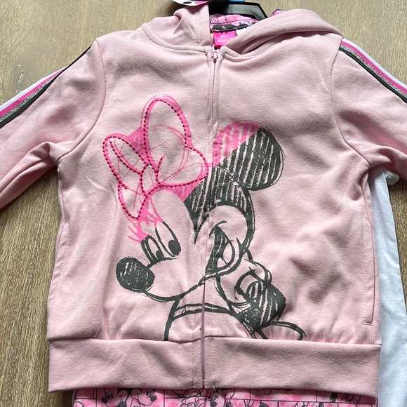 Disney Minnie Kids 3-Piece Set, T-Shirt, Zip-up Hoodie & Leggings - Picture 3 of 7